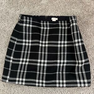 J. Crew Black and White Checkered Mini Skirt